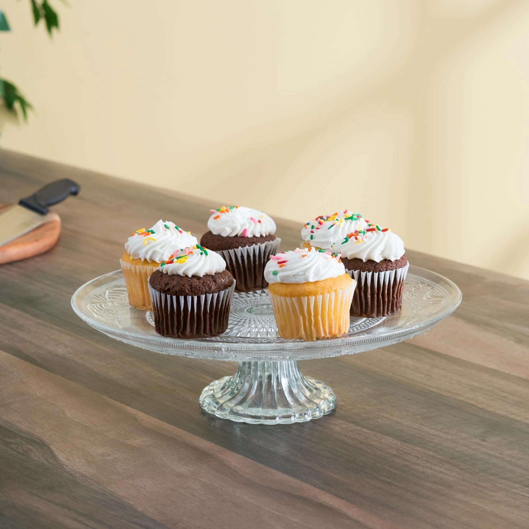 Incrizma Crystal Cake Plate With Stand Round Pedestal/Footed Service Glass Cake Plate/Cake Stand (11 Inches)
